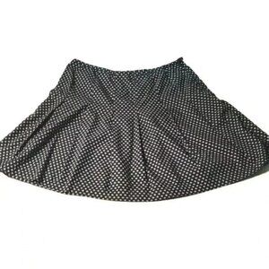 Geoffrey Beene Cotton Skirt Knee Length Pleated A Line Black White Polka Size 14